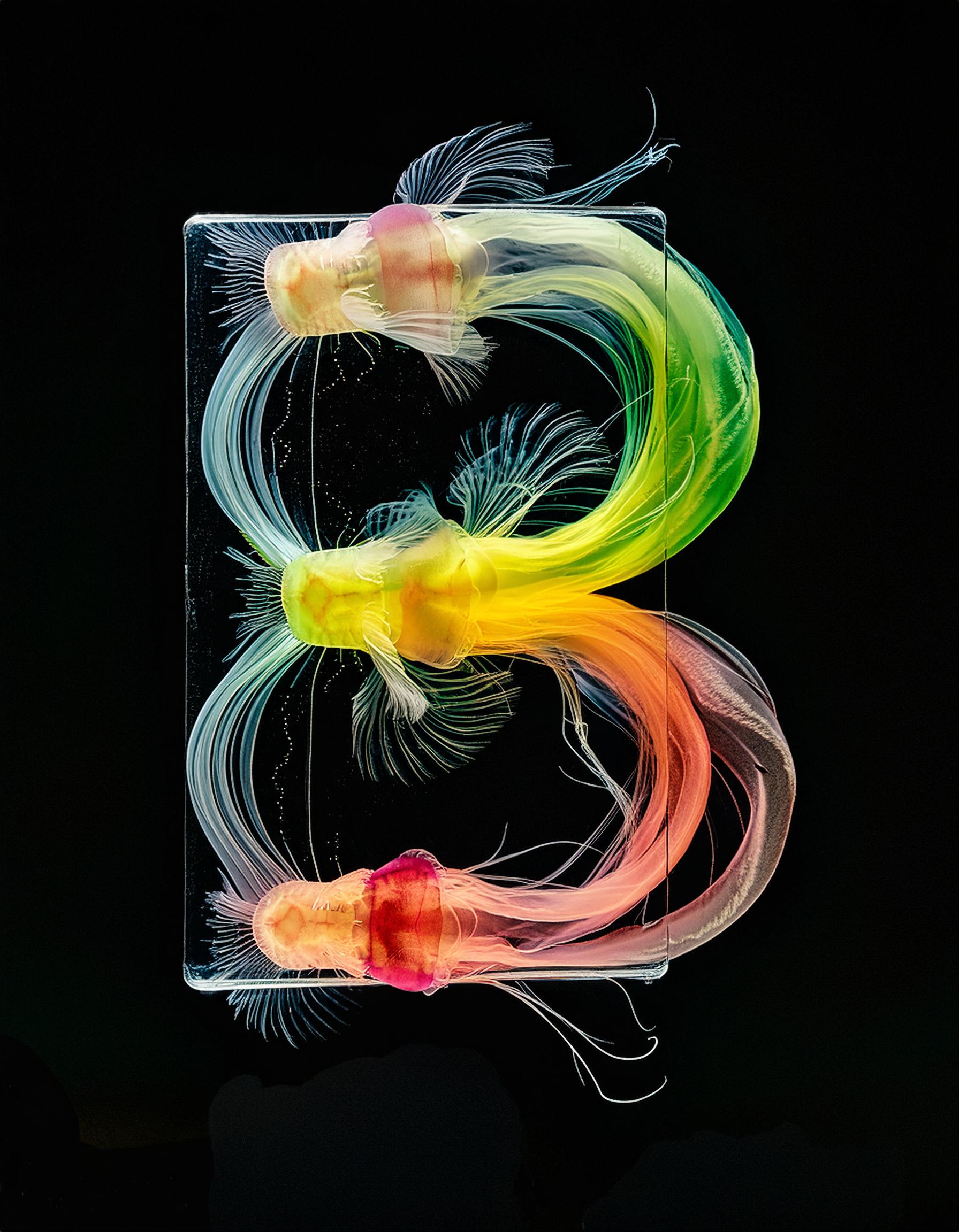 Firefly colorful transparent clear soft rounded shiny glass shapes on isolated black 55602 (1)